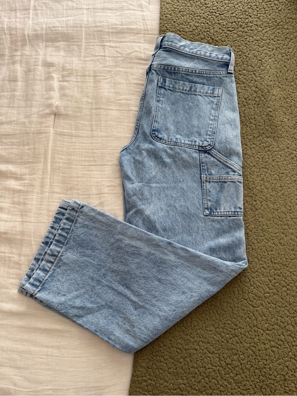 Abercrombie & Fitch Light Blue Rigid Denim Baggy Carpenter Jeans